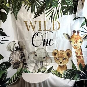Photograph Photo Backdrop Wild One Cute Animals 6'10" x 10' NWOT zoo